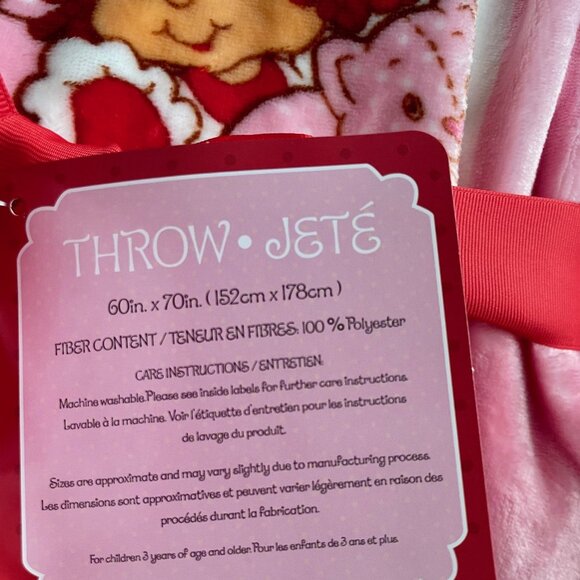 NEW WITH TAGS Strawberry Shortcake Pink Plush Blanket - Picture 3 of 3
